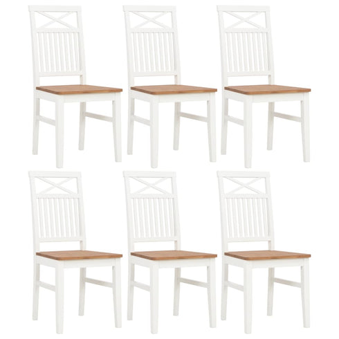 Maison Madeleine -  Dining Chairs 6 pcs White Solid Oak Wood